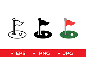 Golf Flag Hole Vector Icon Pack, a Solid Icon by Artonix