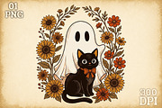 Cute Halloween Ghost and Cat Png, a Work Illustration by Sublimation Artist (Thumbnail 1 of 9)
