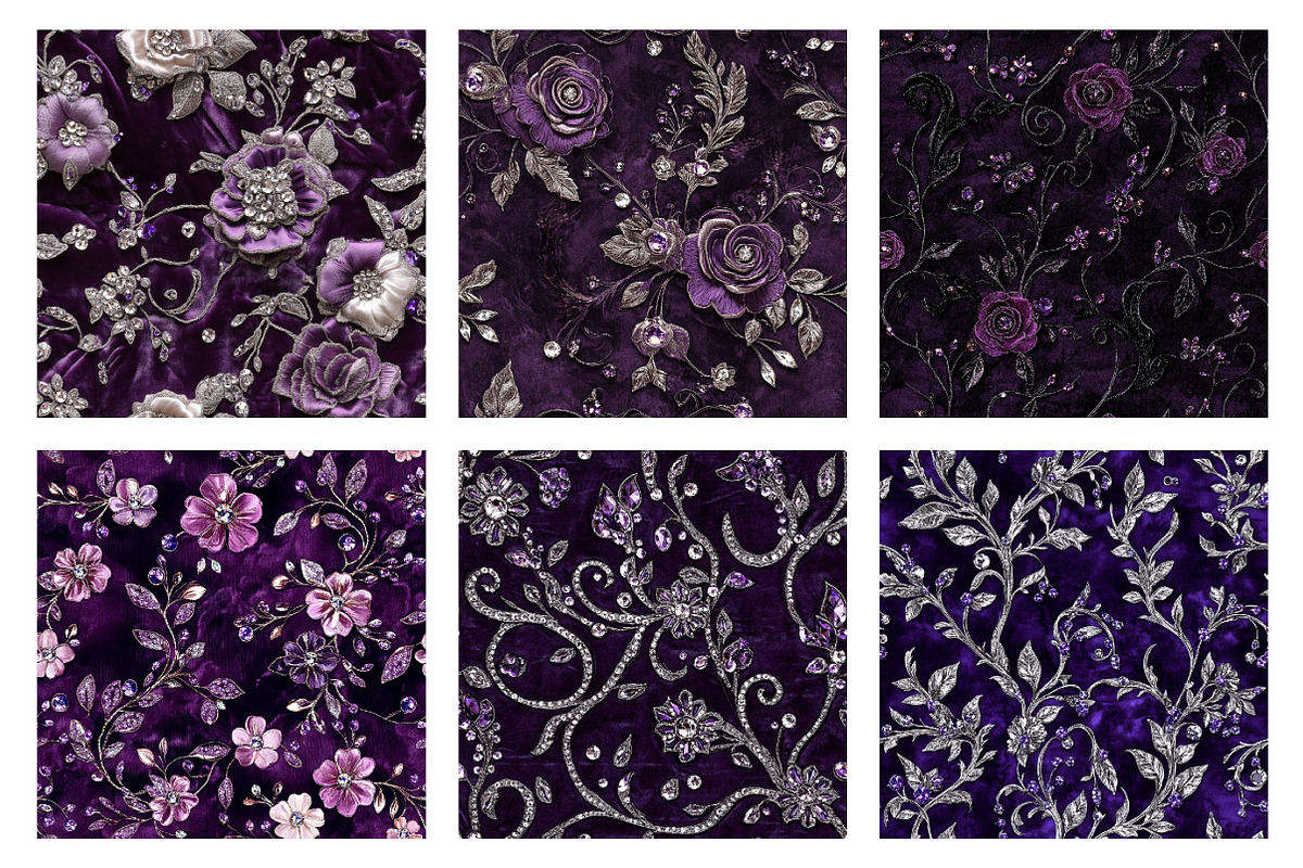 Purple Rhinestone Embroidered Velvet, a Texture Graphic by Dream Creation (Photo 2 of 5)