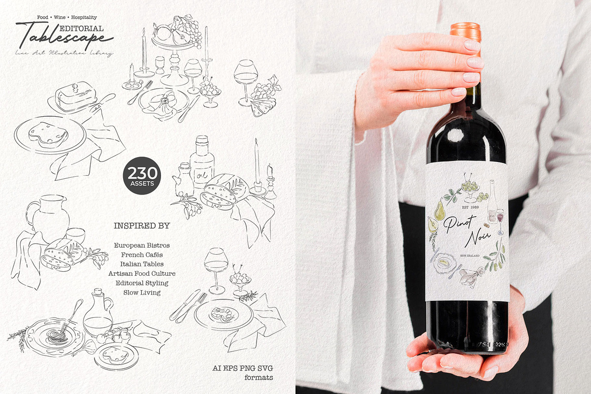 Editorial Tablescape Line Art, an Object Graphic by Mio Buono (Photo 3 of 17)
