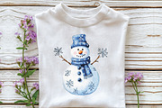 Watercolor Christmas Snowman Clipart, a Work Illustration by CraftArtStudio (Thumbnail 5 of 6)