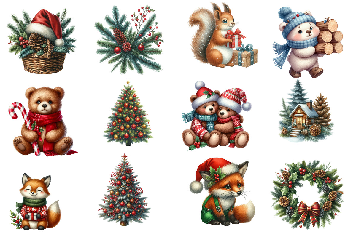 Watercolor Christmas Cabin Clipart, an Illustration by Designworld (Photo 2 of 5)