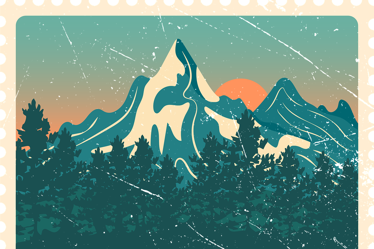 Landscapes Postage Stamp Collection, a Seasonal Illustration by JYa_Design (Photo 2 of 5)