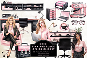 Black and Pink Office Clipart, an Illustration by NadiaTheronArt (Thumbnail 1 of 5)