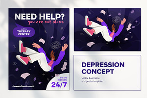 Depression, psychotherapy concept, a Person Illustration by PaperTrident
