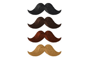 Realistic Color Moustaches. Black