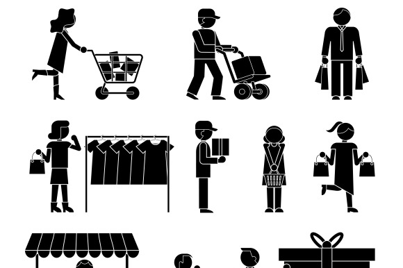 Shoppers And Shopping Icons