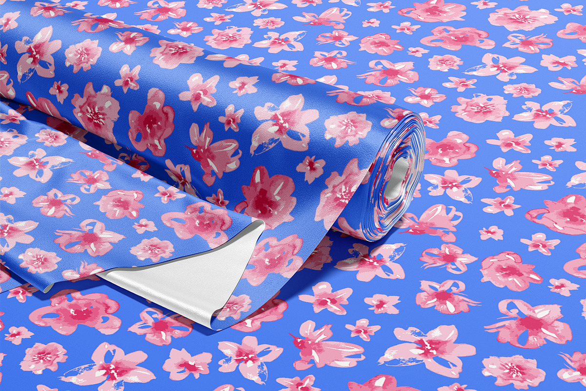 Pink Watercolor Flowers, a Pattern Graphic by MalyskaStudio (Photo 13 of 13)