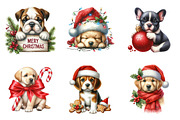 Christmas Puppies Clipart Bundle, an Illustration by SinaCreation (Thumbnail 5 of 7)