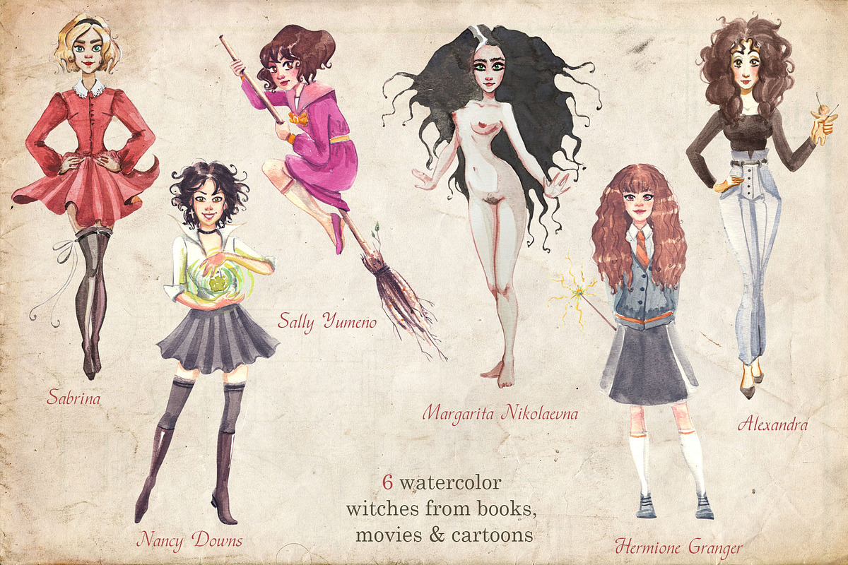 Watercolor set Witchcraft & Wizard, an Illustration by Flo Sacred Art (Photo 2 of 7)