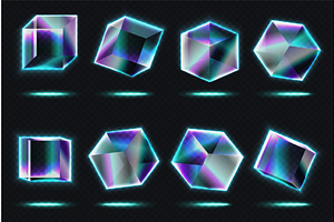 Glass Neon Transparent Cubes Vector, an Illustration by Lemberg Vector
