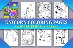 Unicorn Coloring Pages, a Stationery Template by Design Zone