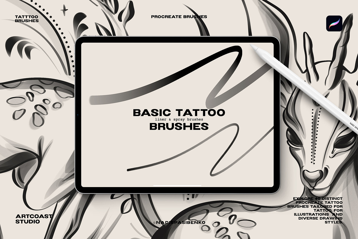 Procreate Basic Tattoo Brushes, a Brush Add-On by Spasibenko Art (Photo 5 of 7)