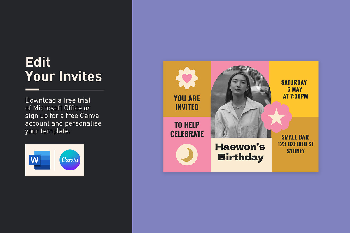 Haewon Birthday Invitation, an Invitation Template by Mountain Folk Creative (Photo 3 of 8)