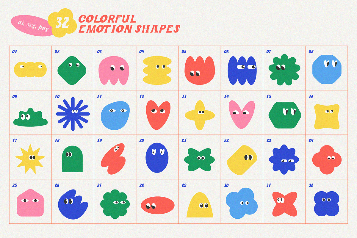 Shape Set - Cute Emotion, an Object Graphic by line & plane (Photo 3 of 10)