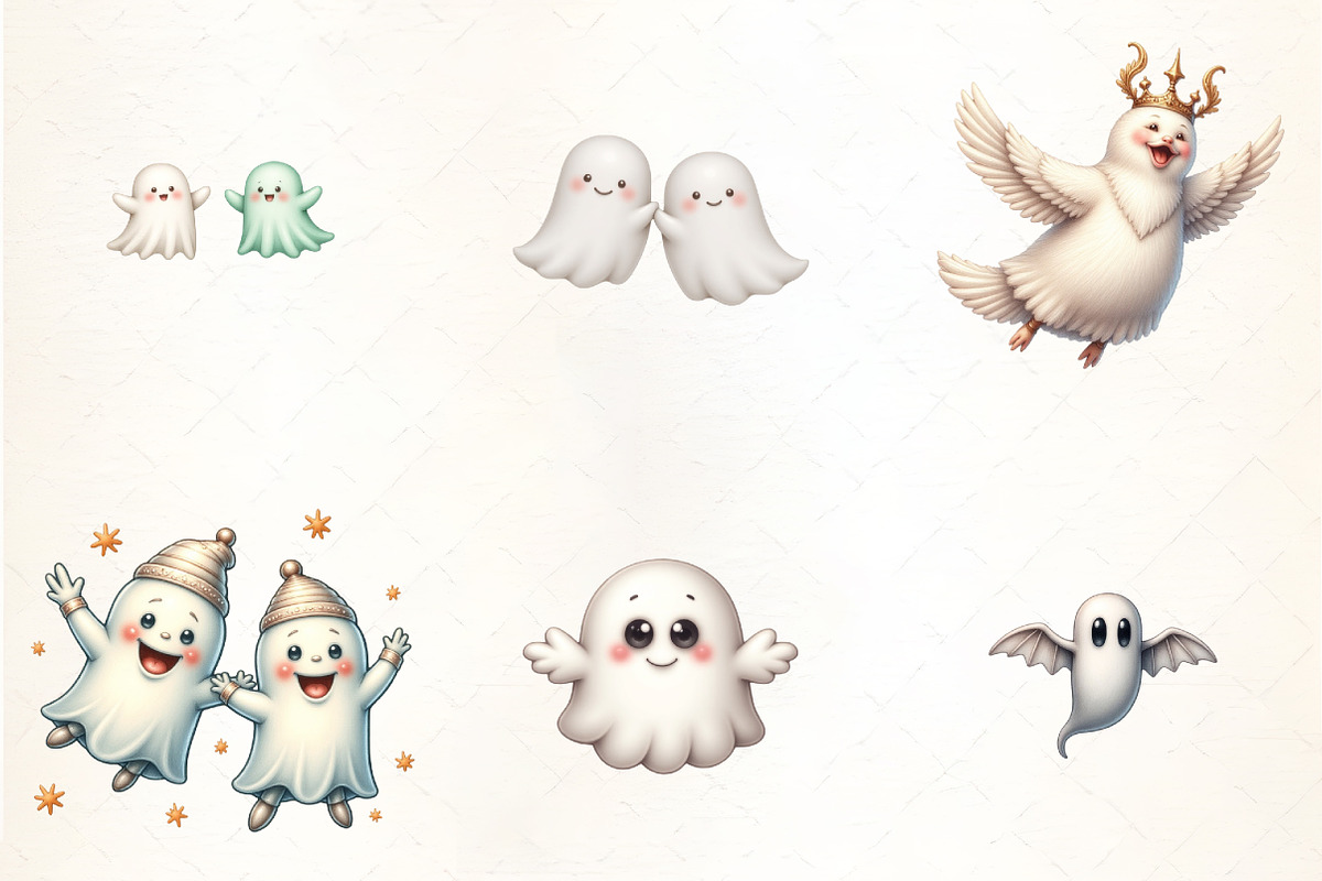 Flying Ghosts Clipart, an Illustration by CrexoraLab (Photo 2 of 5)