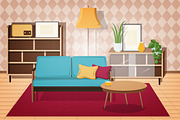 Retro interior, living room, a Decorative Illustration by Good Studio (Thumbnail 6 of 12)