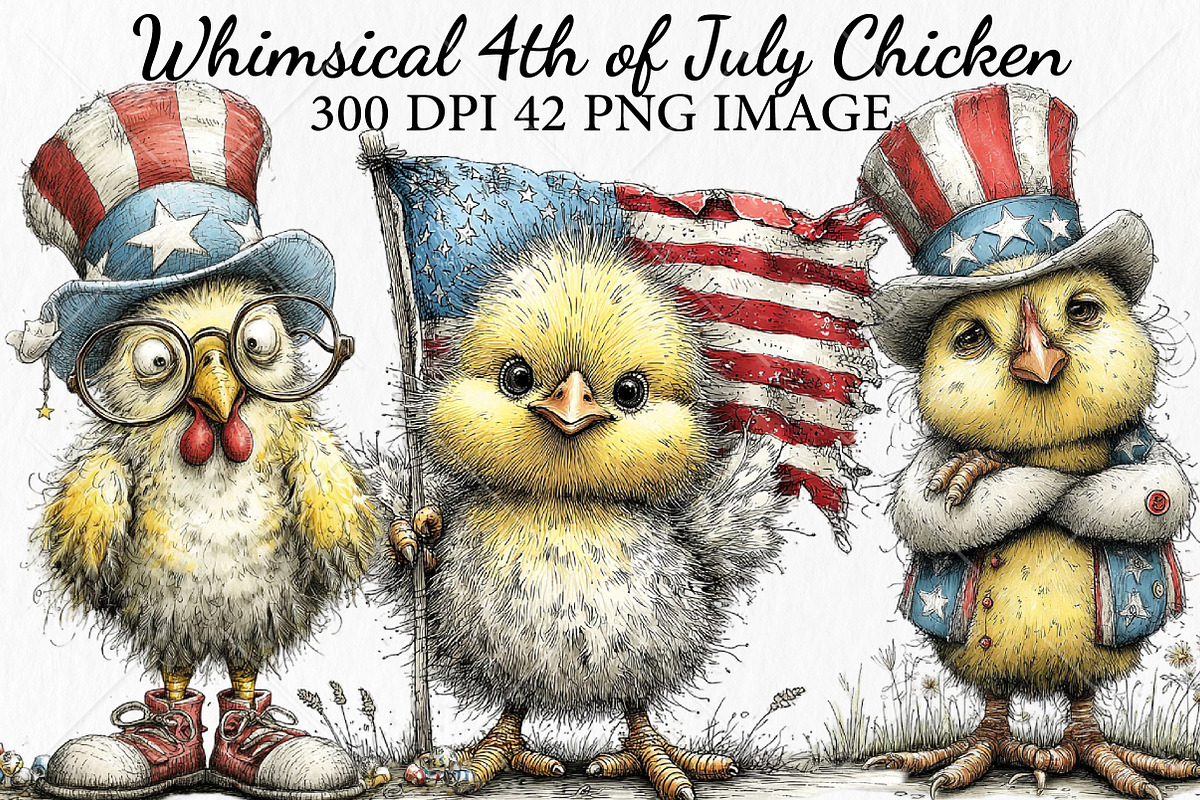 Whimsical 4th of July Chicken PNG, a Seasonal Illustration by Canvas Craft (Photo 1 of 10)