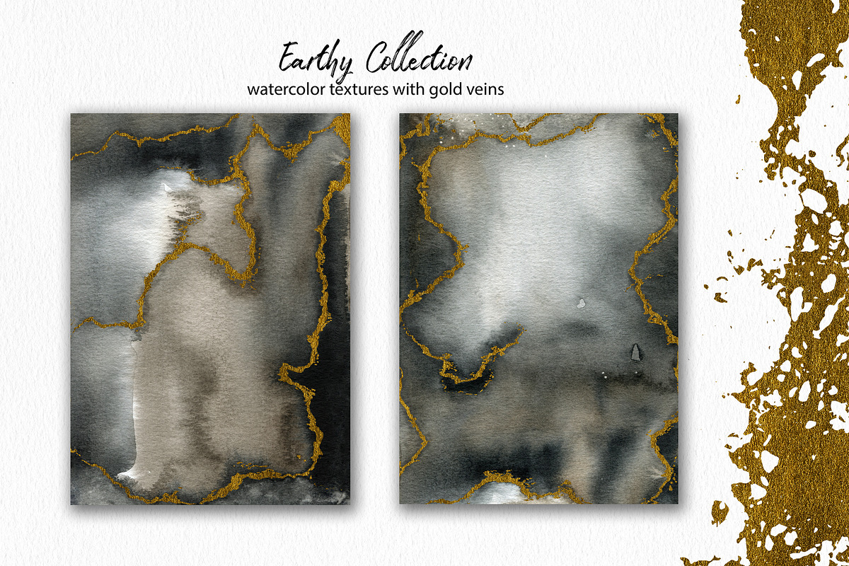 Earthy Watercolor with Gold Veins, a Texture Graphic by Marmoris.Arts (Photo 7 of 13)