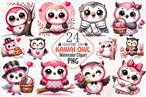 Cute Kawai Owl Valentine Sublimation, an Animal Illustration by RobertsArt