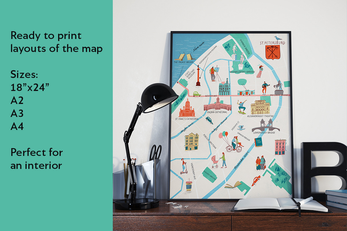 Illustrated map of St. Petersburg, a Person Illustration by Dina_Ruzha (Photo 2 of 10)