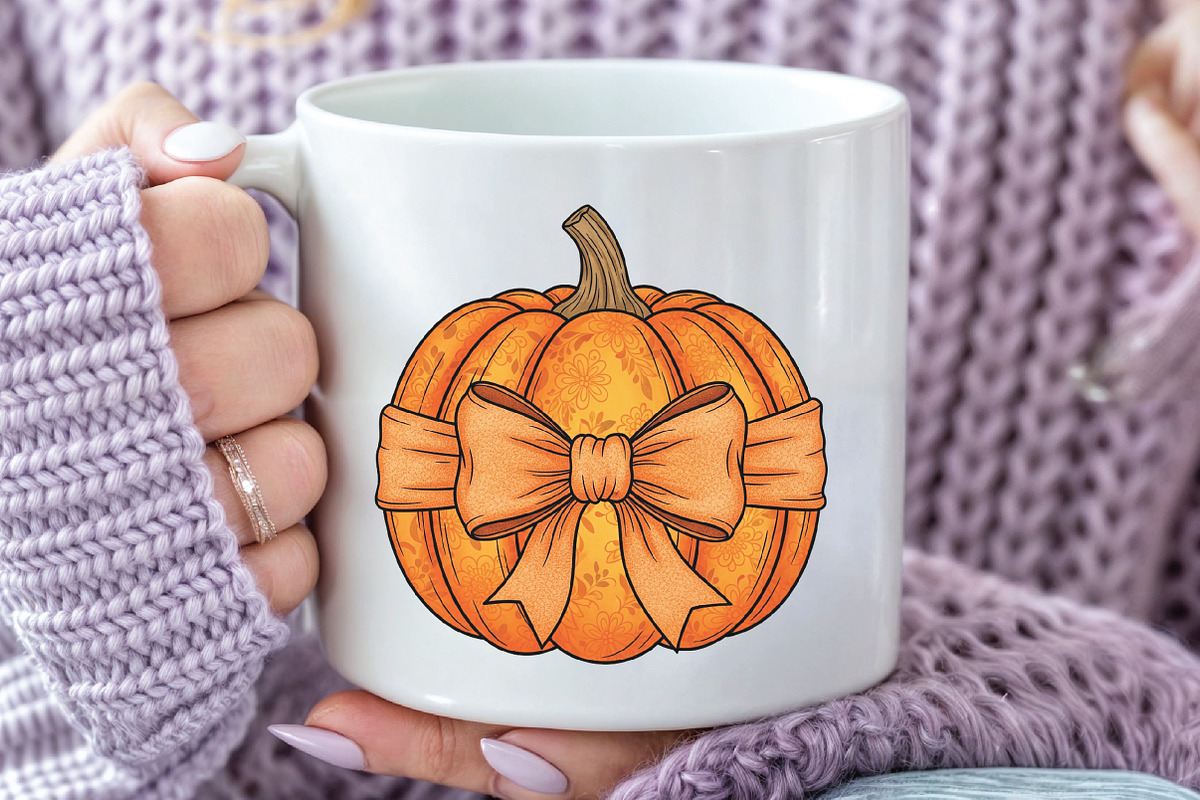 Coquette Pumpkin Grandmillennial PNG, an Illustration by CraftArtStudio (Photo 3 of 4)