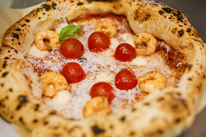 Pepperoni pizza italian culinary tomatoes shrimp, a Food & Drink Photo by Photo Drive Studio