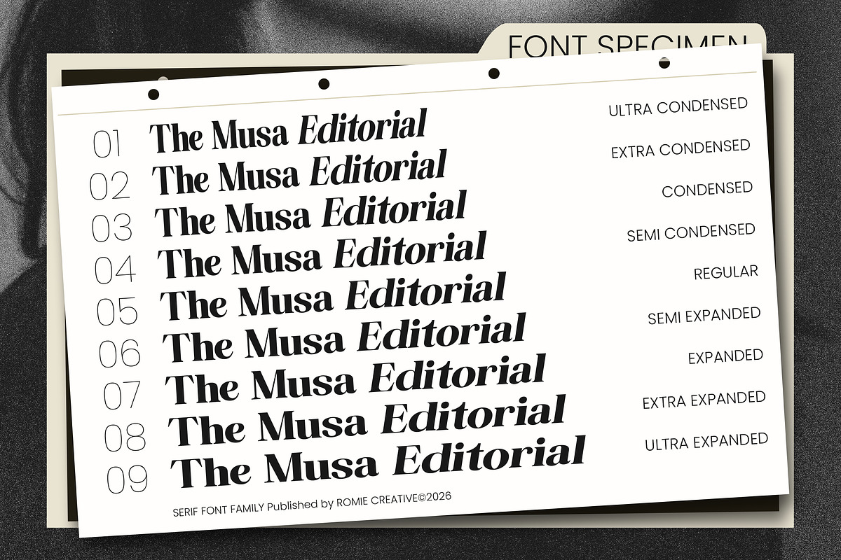 The Musa Editorial | 18 Font Files, a Serif Font by Romiecreative (Photo 3 of 12)