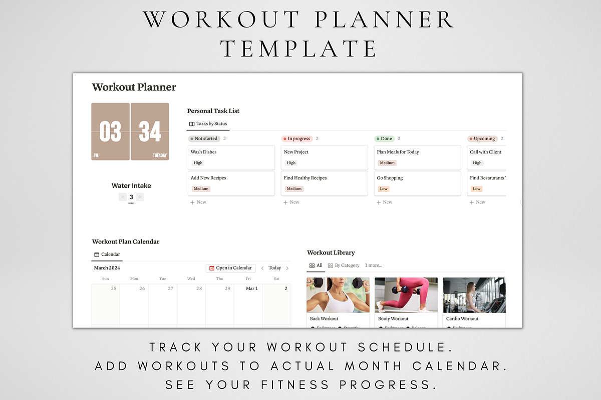 Workout Log Template for Notion, a Templates & Theme by BRANDcontent (Photo 2 of 8)
