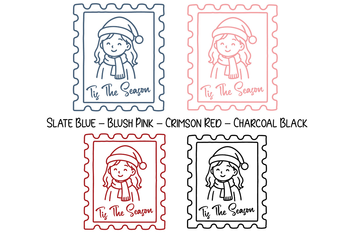 Christmas Girl Stamp PNG, an Illustration by Daily.Designs (Photo 2 of 6)
