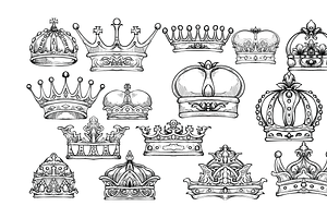 crown shape handdrawn collection, an Object Graphic by nikagraphic