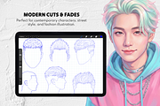 250 Male Hairstyles Procreate Stamps, a Brush Add-On by Selentaori Studio (Thumbnail 6 of 13)