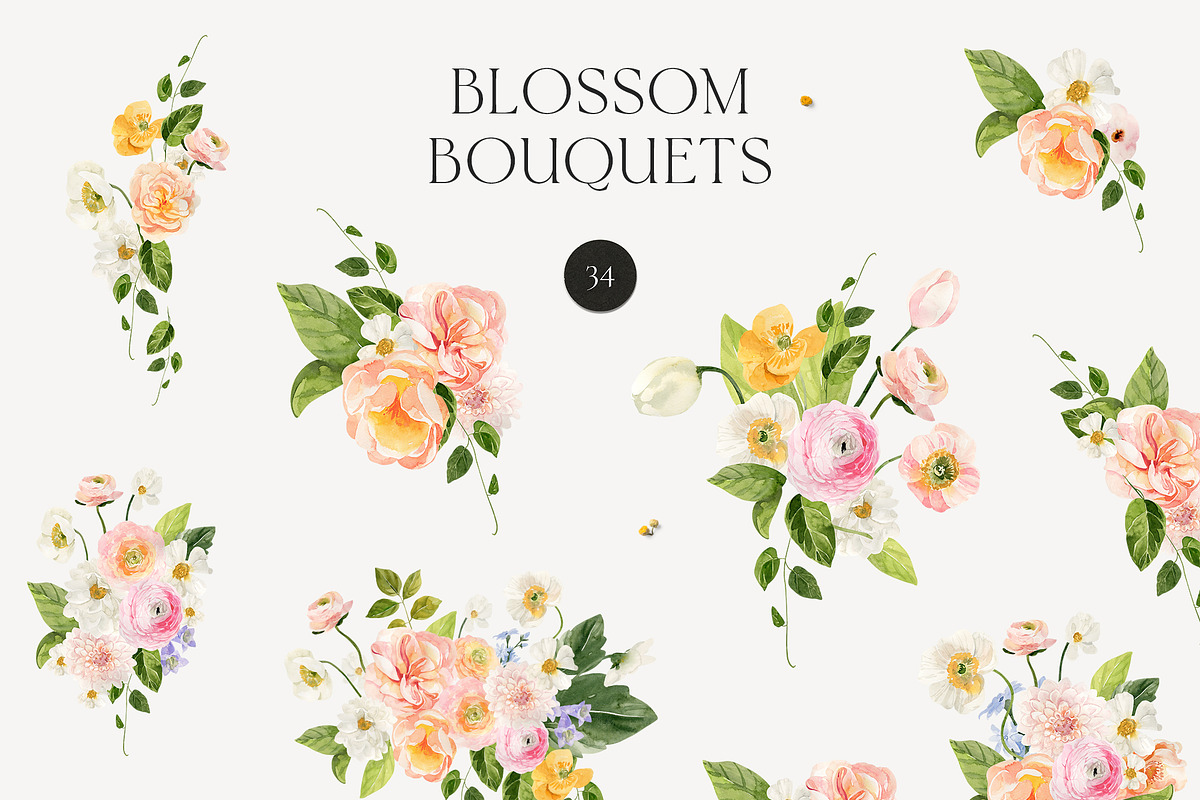 BLOSSOM Spring Watercolor Flowers, a Decorative Illustration by Lana Elanor (Photo 3 of 12)