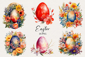 Easter Egg Watercolor Clipart. AI