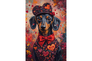 Valentine Dachshund Art for Dog Love, an Animal Illustration by Art Paradise Studios