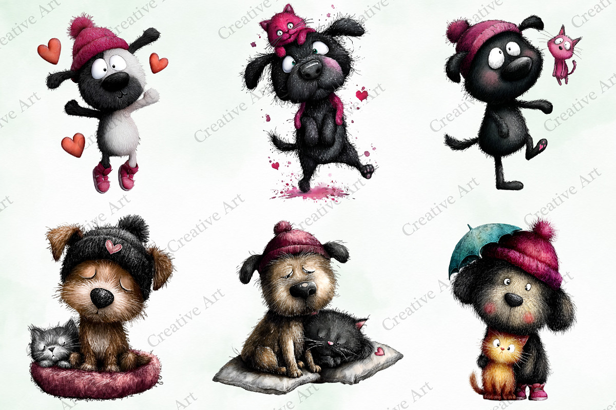 Whimsical Valentine Black Dog & Cat, an Illustration by Creative Art (Photo 4 of 9)