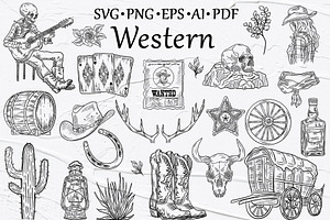 Wild West Vector Outlines