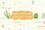 Cactus Watercolor - Editable Planner, a Decorative Illustration by An Design (Thumbnail 1 of 5)