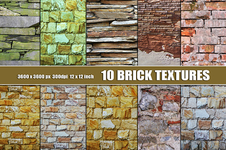 Brick Texture Backgrounds set of 10
