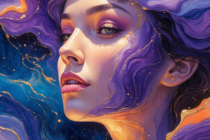Celestial Muse Portrait Painting, an Abstract Photo by Hamza067