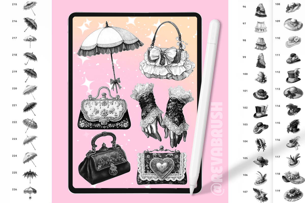 Procreate Vintage Clothes brushes, a Brush Add-On by Revabrush (Photo 8 of 10)