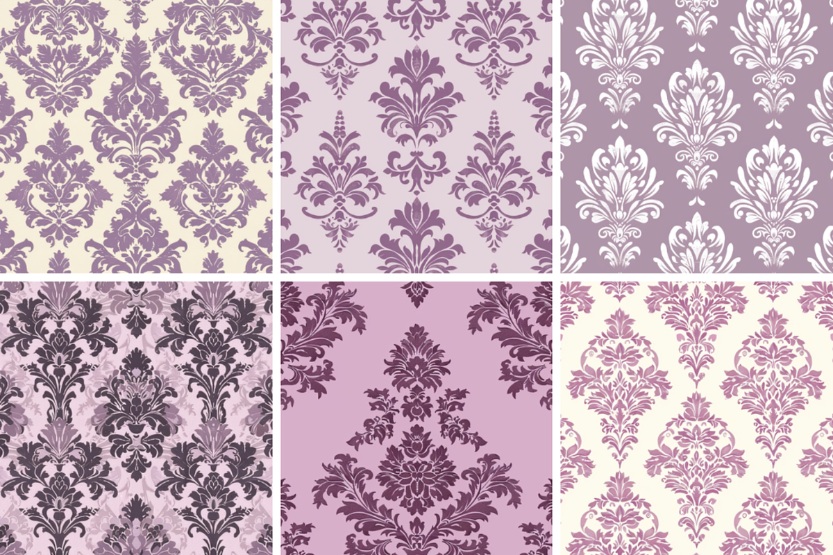 Mauve Damask Seamless Patterns