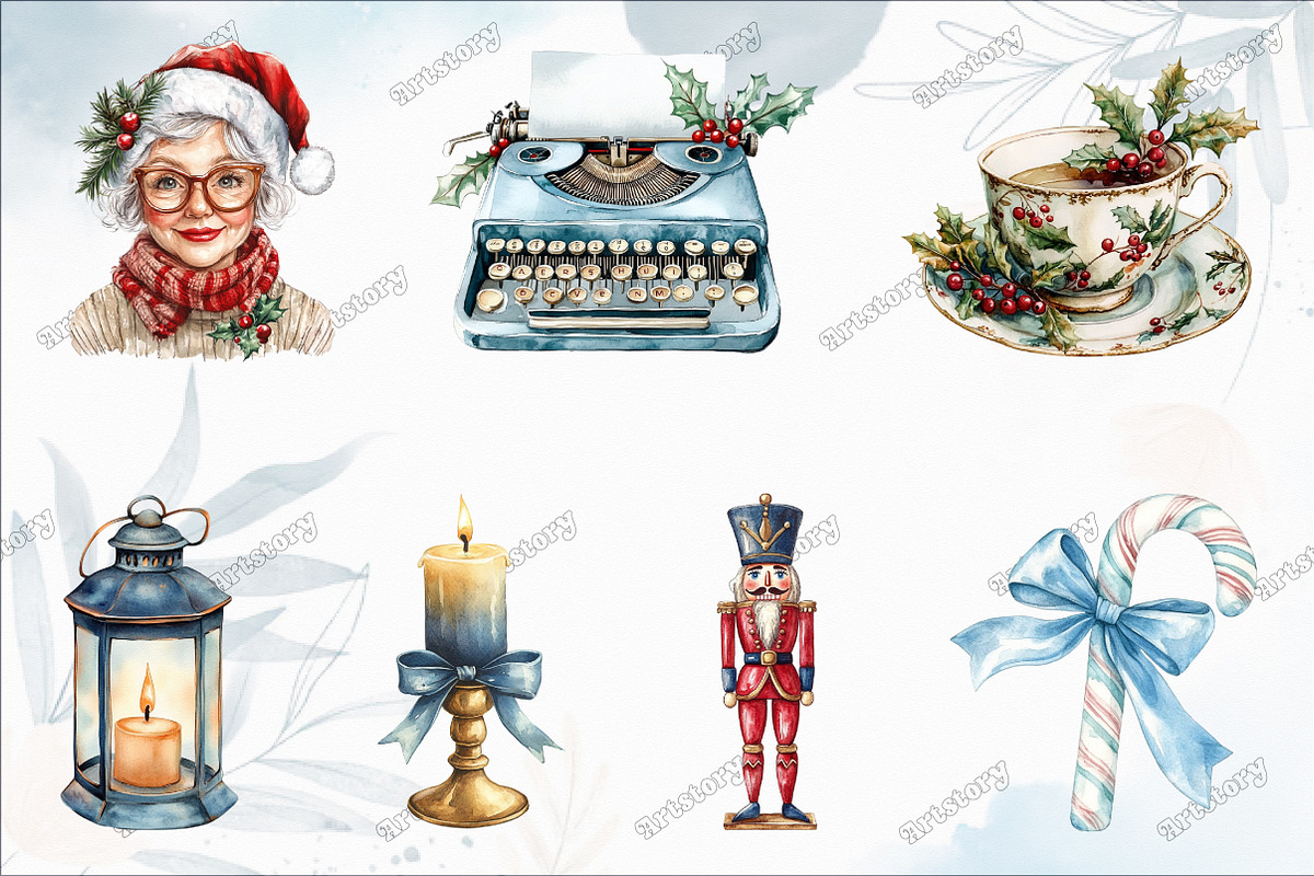 Grandmillennial Christmas Clipart, an Illustration by designcity5 (Photo 2 of 5)