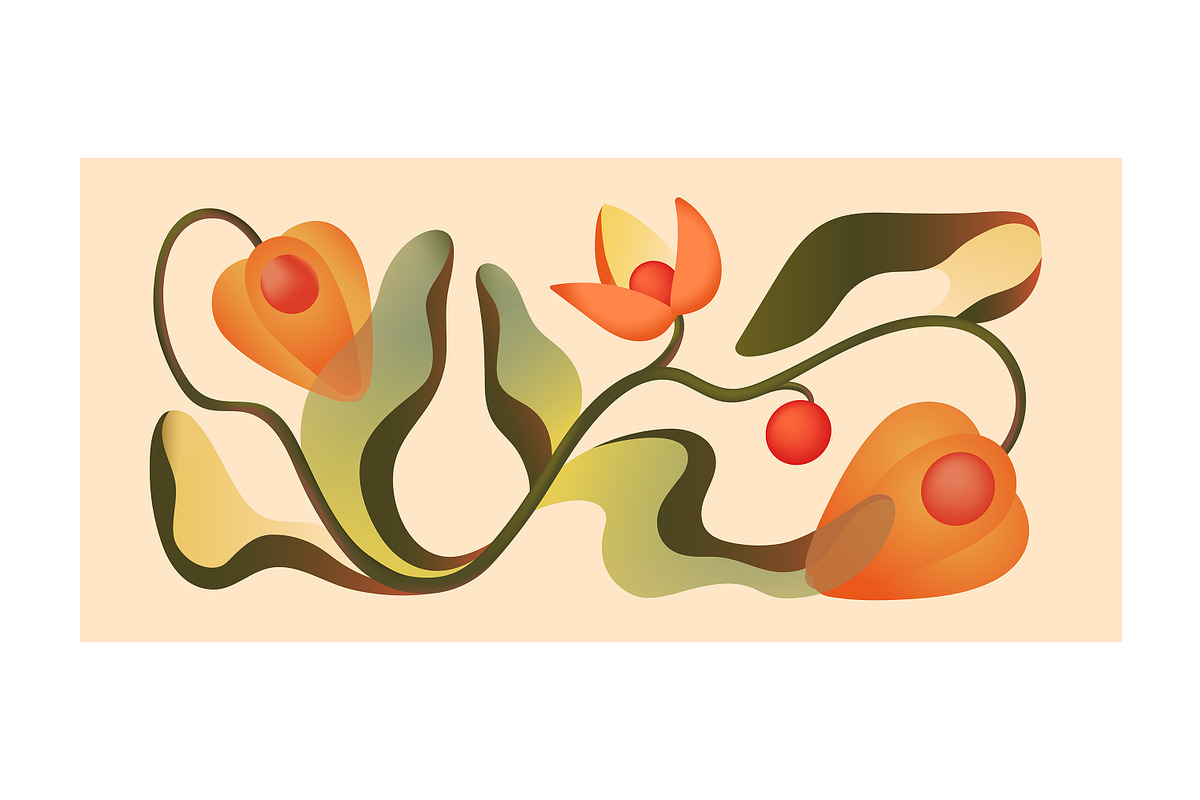 Abstract gradient flowers cards set, a Decorative Illustration by PaperTrident (Photo 4 of 8)