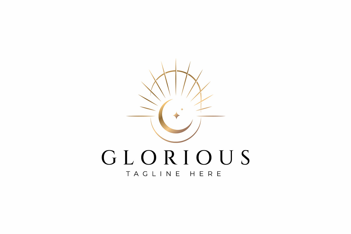 Glorious Logo Radiant Crescent Moon, a Branding & Logo Template by Signatoro