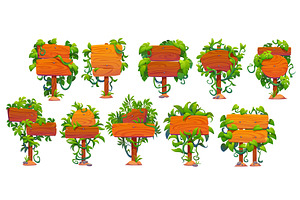 Cartoon wooden sign boards, an Object Illustration by Vector Tradition