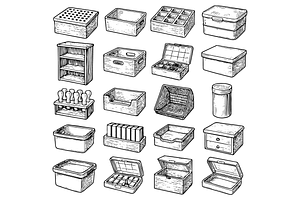 Storage Box and Container Types, an Object Graphic by RT Studio