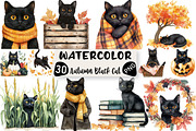 Fall Autumn Black Cat Clipart, an Illustration by Black Bird Studio (Thumbnail 1 of 6)