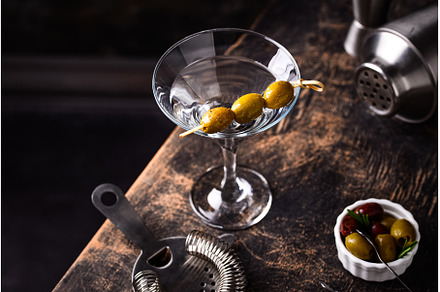 Traditional martini cocktail with