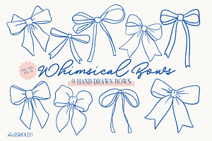 Hand Drawn Whimsical Bow Clipart, a Decorative Illustration by Hello Holly Studio